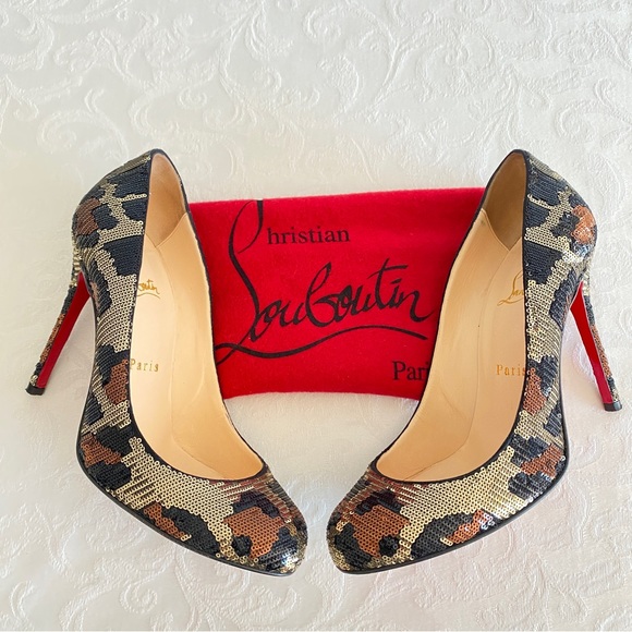 Christian Louboutin Leopard Print Sequins Pumps - Picture 4 of 12